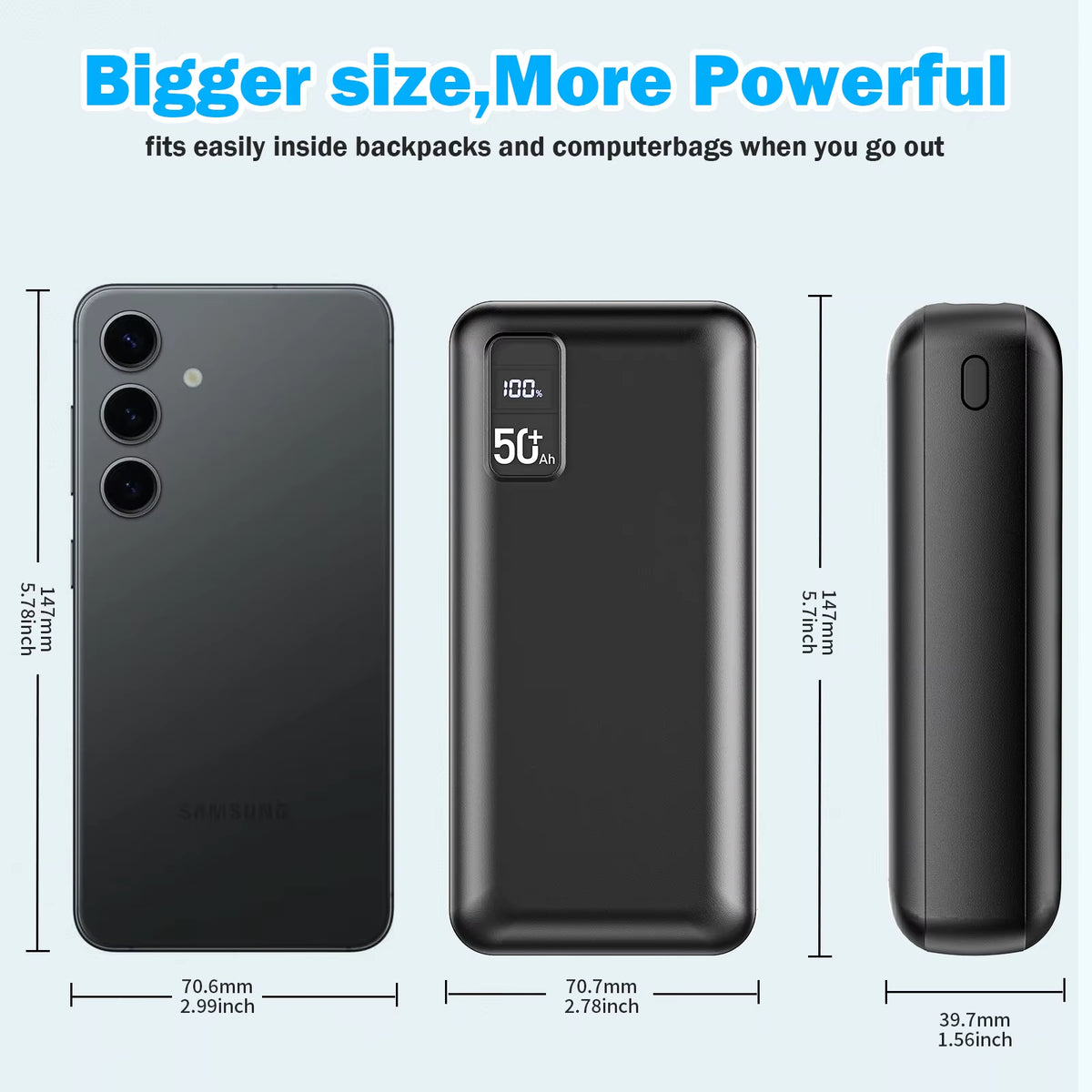 Hot Sale Fast Charge PD22.5W Power Banks 27000Mah 50000Mah Power Bank with LED Display
