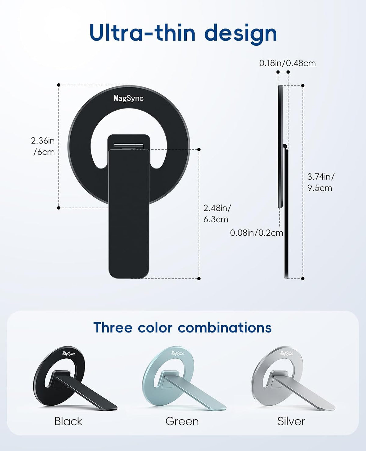 Magnetic Phone Stand for Mag-Safe, 3In1 Phone Grip Holder Kickstand
