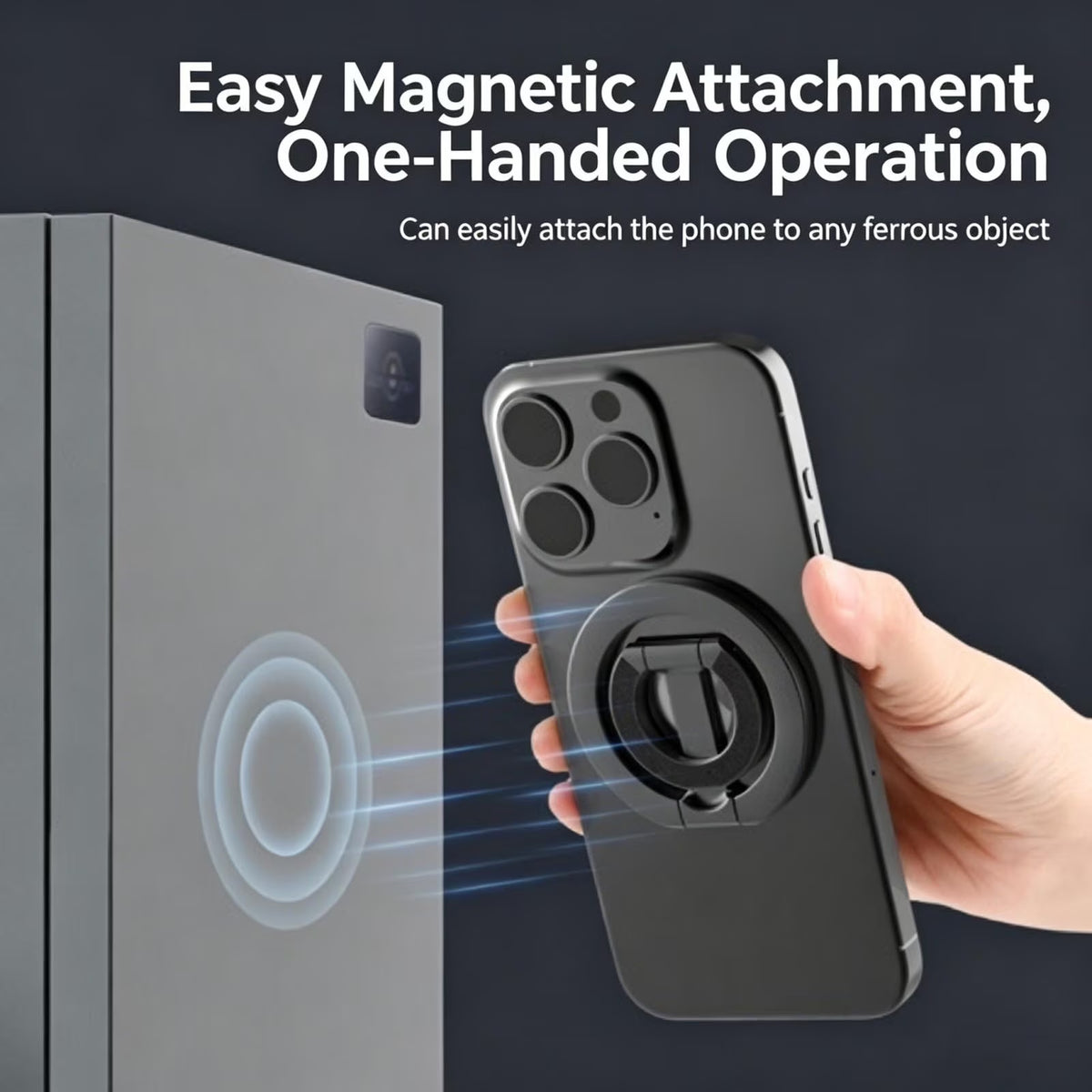 Double-Sided Magnetic Phone Stand with Kickstand - 360° Rotatable, Adjustable Angle, for Iphone 12-17 Series, Compatible with Magsafe(Black)