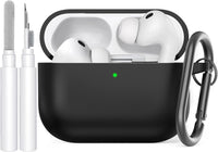 Silicone Airpods Pro 3 Case Cover (2025) with Cleaning Kit, Black