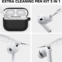 Silicone Airpods Pro 3 Case Cover (2025) with Cleaning Kit, Black
