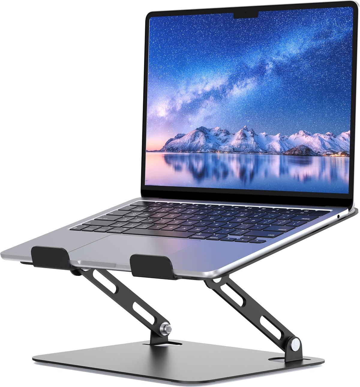 Adjustable Laptop Stand for Desk, Metal Riser 10-15.6", Black