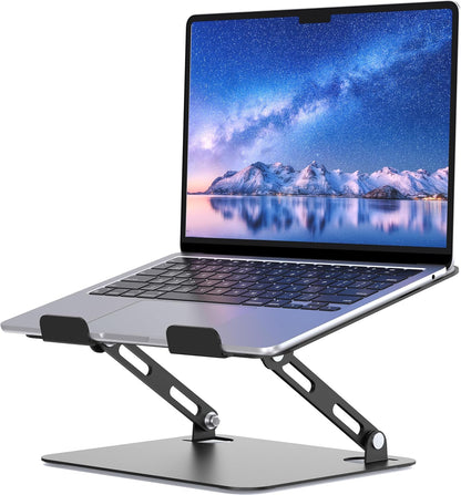 Adjustable Laptop Stand for Desk, Metal Riser 10-15.6", Black