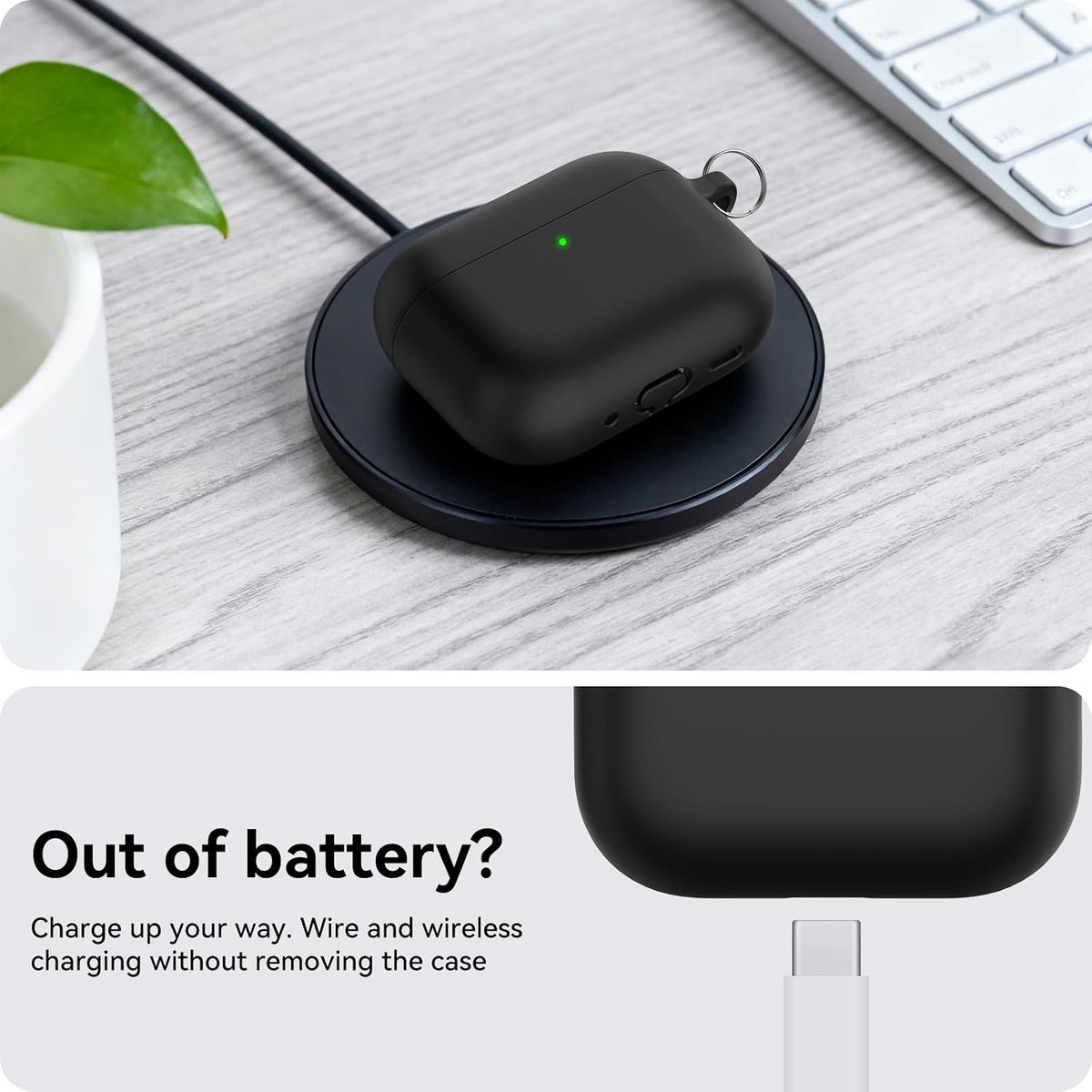 Silicone Airpods Pro 3 Case Cover (2025) with Cleaning Kit, Black