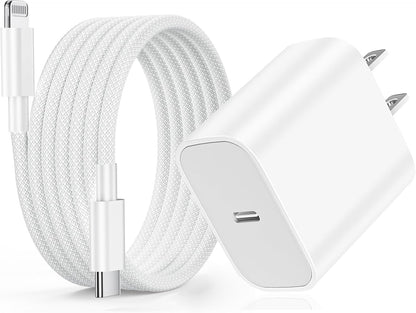 Iphone Fast Charger Apple Mfi Certified 2Pack 20W USB C Charger Block with 6FT Braided Lightning Cable for Iphone 14 13 12 11 Pro Max plus Mini Xs Xr
