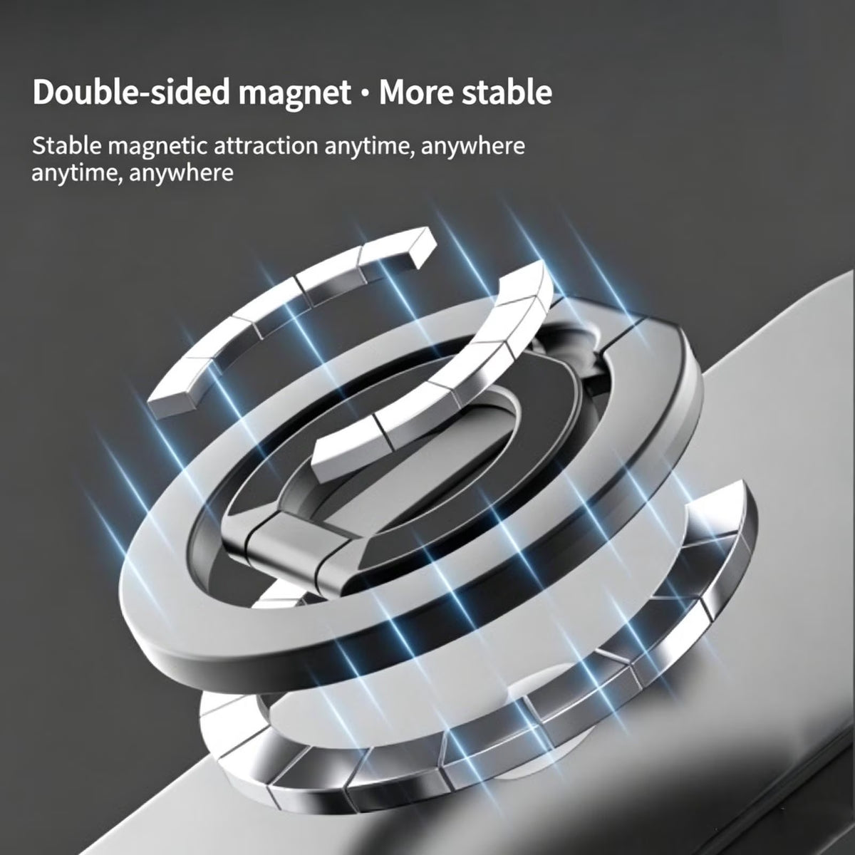 Double-Sided Magnetic Phone Stand with Kickstand - 360° Rotatable, Adjustable Angle, for Iphone 12-17 Series, Compatible with Magsafe(Black)