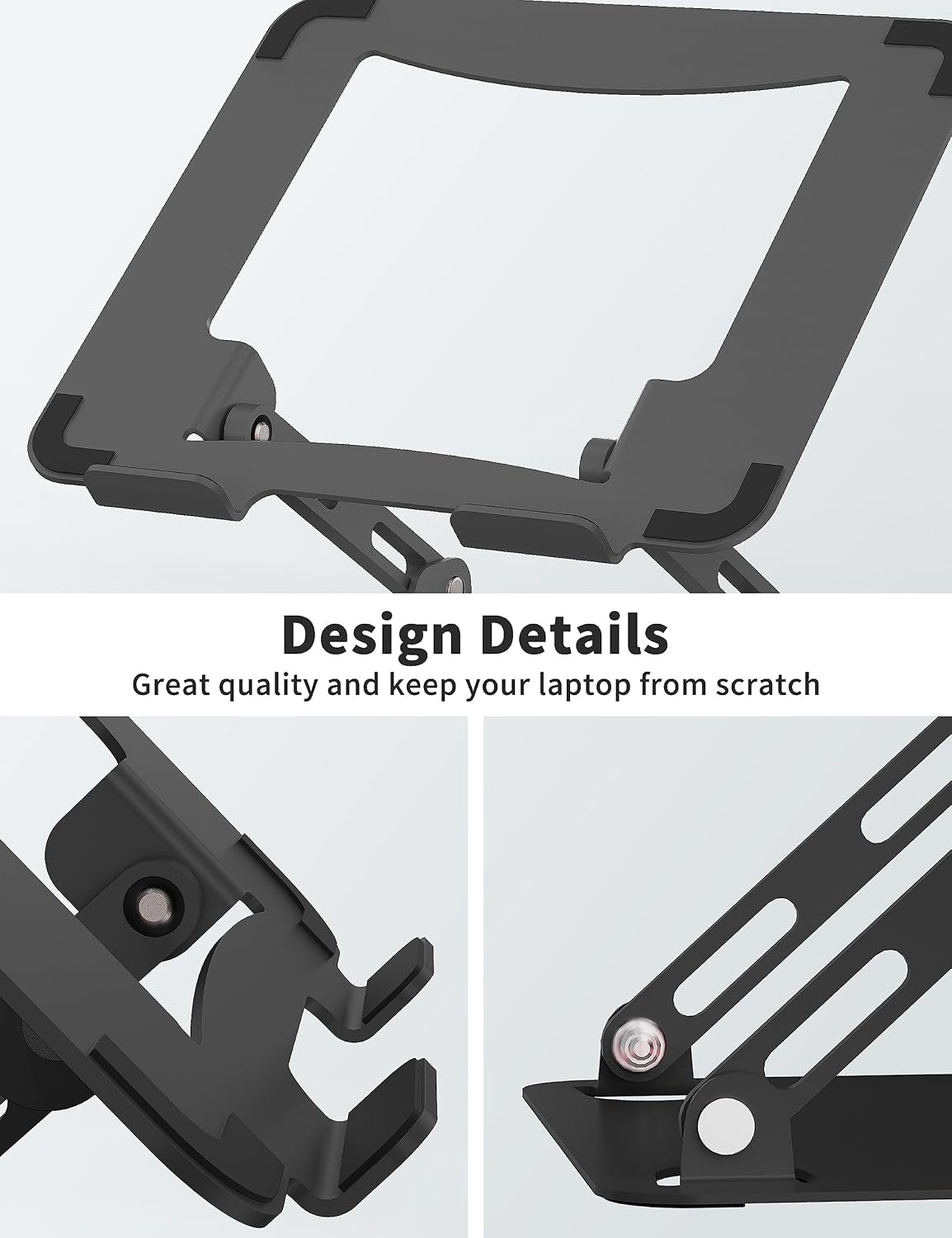Adjustable Laptop Stand for Desk, Metal Riser 10-15.6", Black