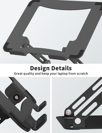 Adjustable Laptop Stand for Desk, Metal Riser 10-15.6", Black
