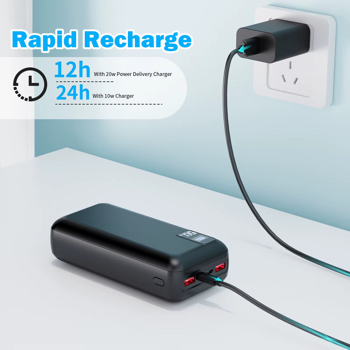 Hot Sale Fast Charge PD22.5W Power Banks 27000Mah 50000Mah Power Bank with LED Display