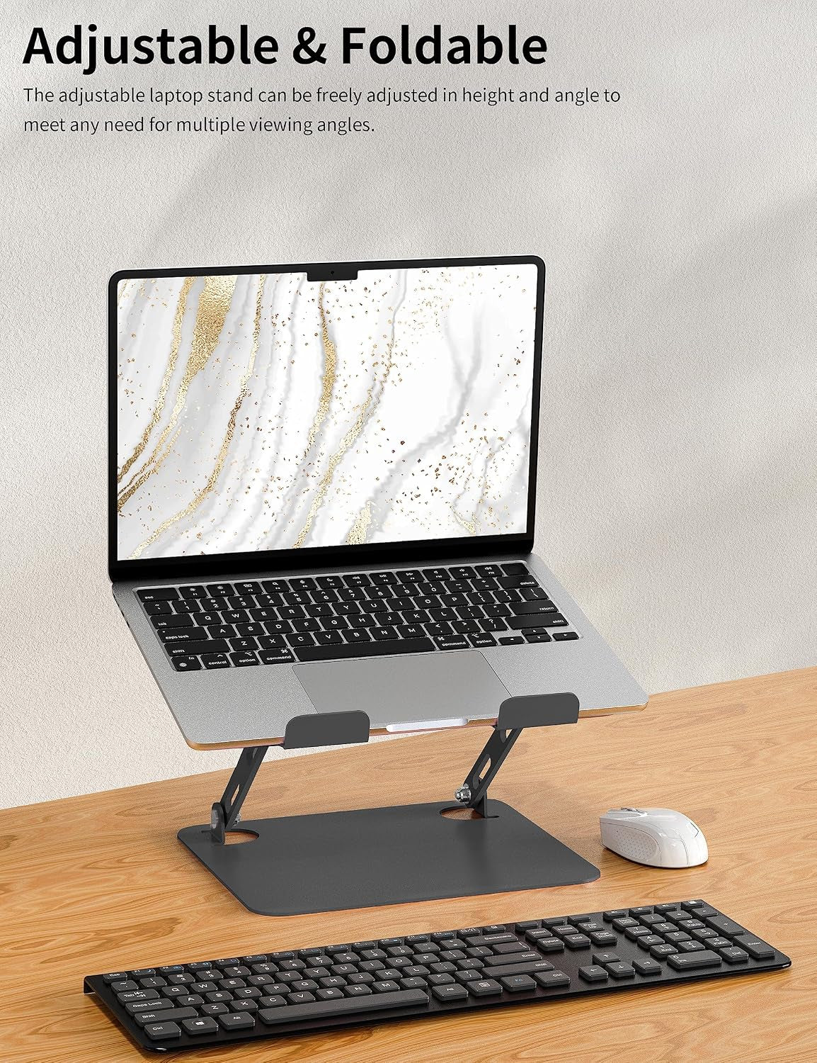 Adjustable Laptop Stand for Desk, Metal Riser 10-15.6", Black