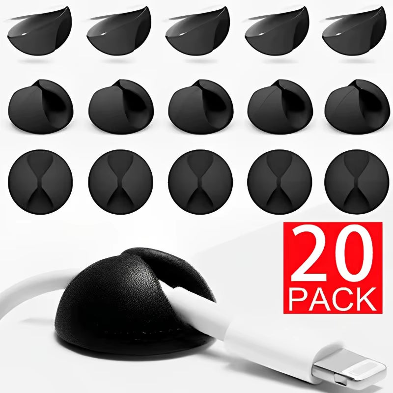 1/5/10/20Pcs Cable Clips Winder Silicone Cable Organizer Desk Wire Storage Charger Cord Holder for Car USB Charging Tablet Wire