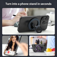 Double-Sided Magnetic Phone Stand with Kickstand - 360° Rotatable, Adjustable Angle, for Iphone 12-17 Series, Compatible with Magsafe(Black)