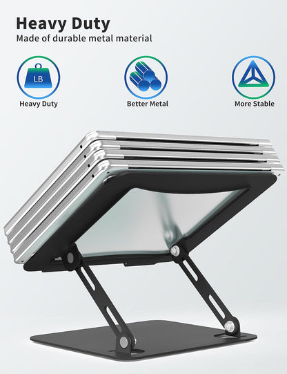 Adjustable Laptop Stand for Desk, Metal Riser 10-15.6", Black