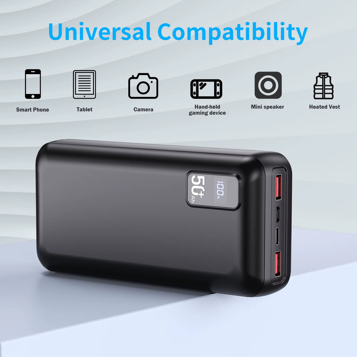 Hot Sale Fast Charge PD22.5W Power Banks 27000Mah 50000Mah Power Bank with LED Display