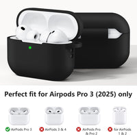 for Airpods Pro 3 Case Cover, Soft Silicone 360° Protection,Black