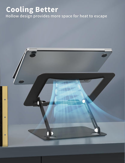 Adjustable Laptop Stand for Desk, Metal Riser 10-15.6", Black
