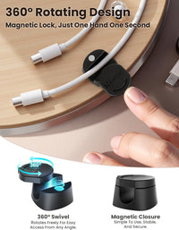 6 Pack Rotatable Cord Organizer,360°Spin Magnetic Cord Holder