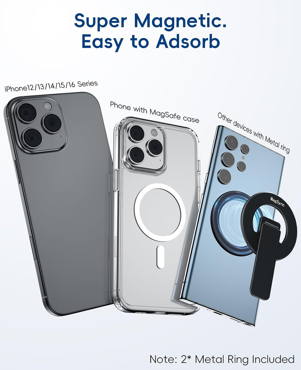 Magnetic Phone Stand for Mag-Safe, 3In1 Phone Grip Holder Kickstand