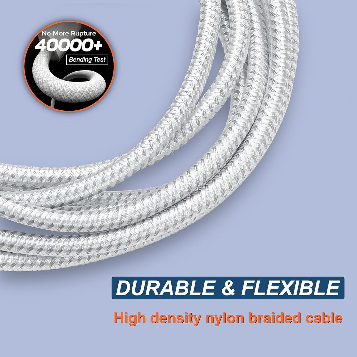 Braided USB C to USB C Cable 3.3FT 2 Pack, 60W PD Cord, White