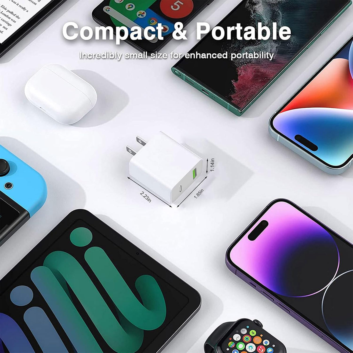 3 Pack USB C Charger Block,20W USB-C & USB-A Port Charger，For I Phone 17/16/15/14/13/12/11/X/8, I Pad and More