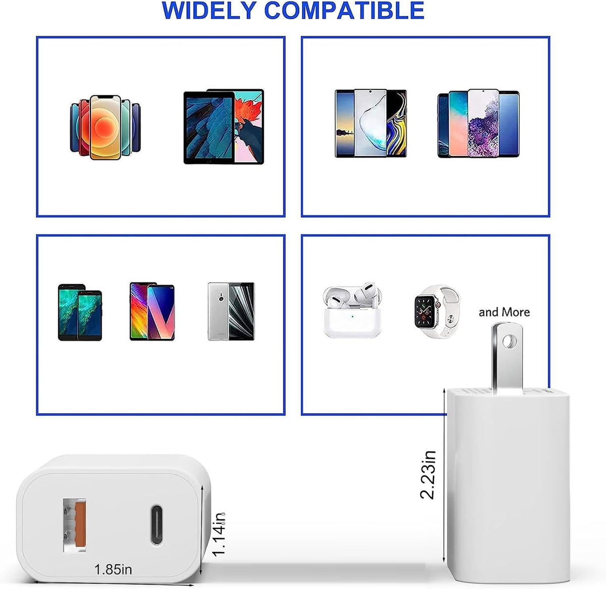 3 Pack USB C Charger Block,20W USB-C & USB-A Port Charger，For I Phone 17/16/15/14/13/12/11/X/8, I Pad and More