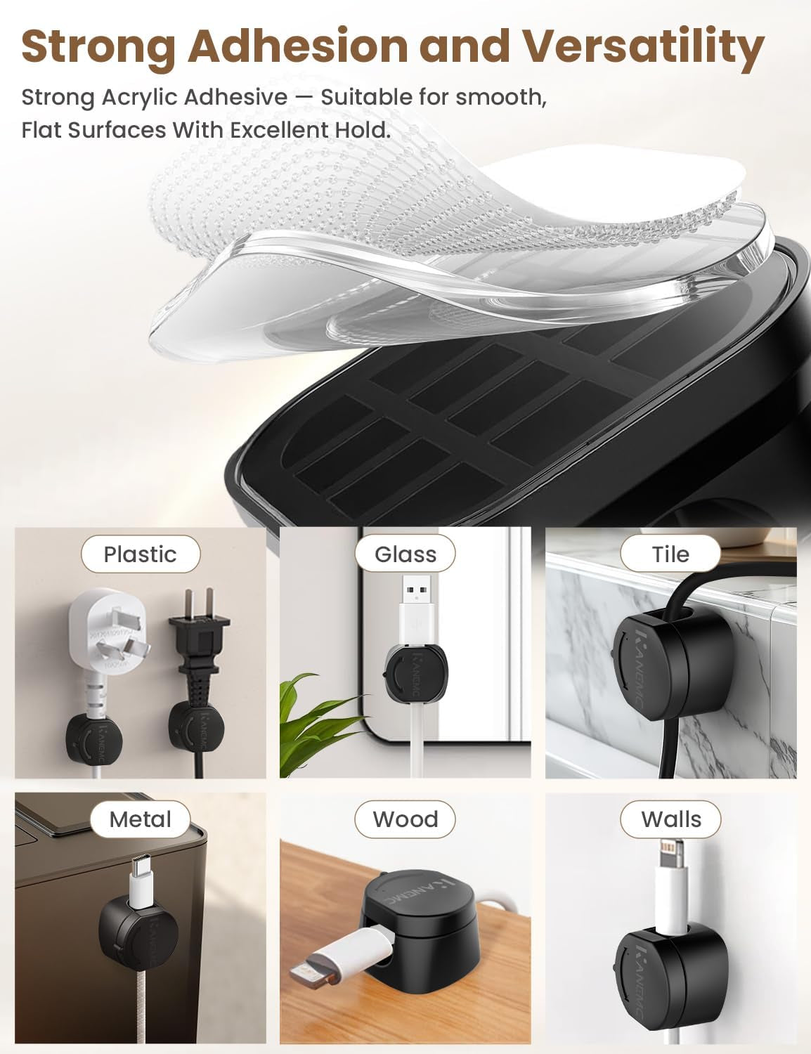 6 Pack Rotatable Cord Organizer,360°Spin Magnetic Cord Holder