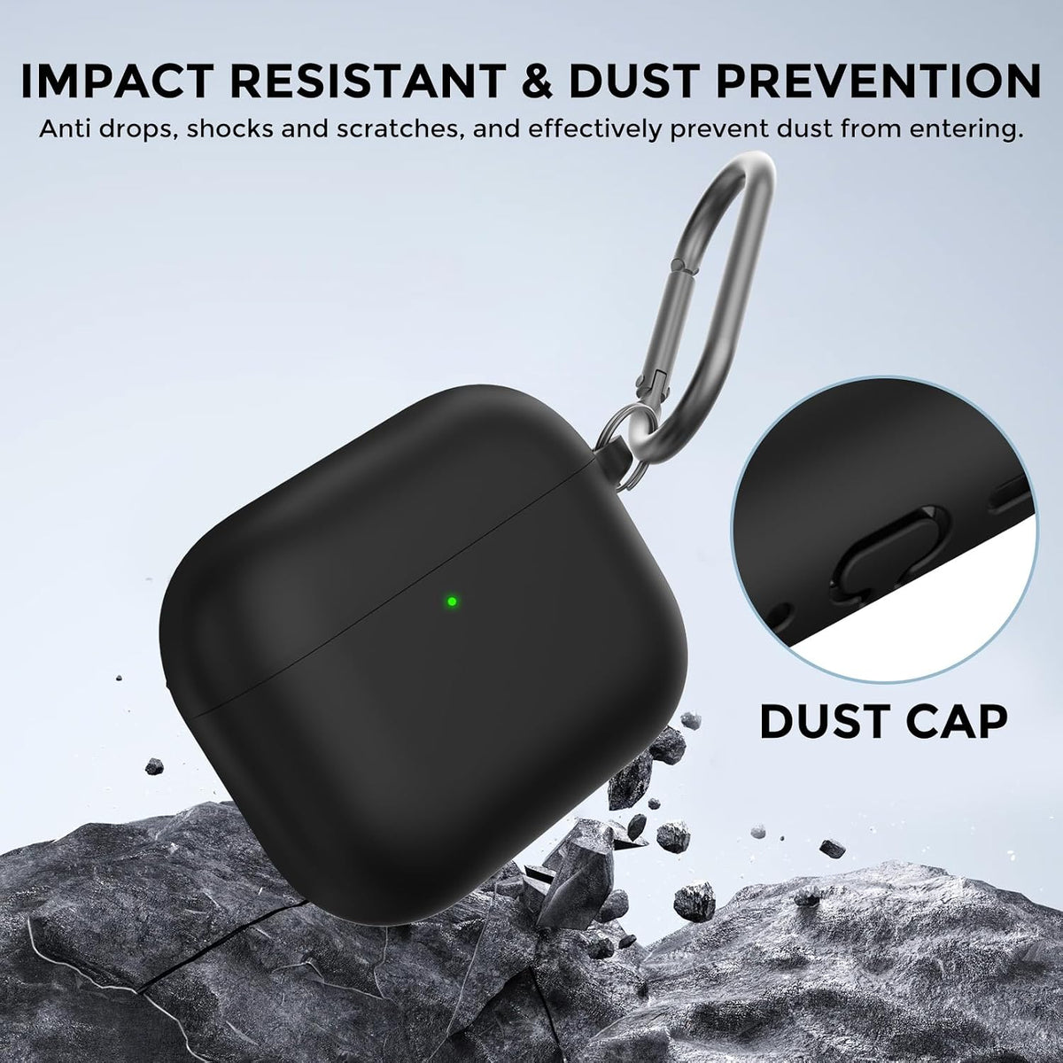 Silicone Airpods Pro 3 Case Cover (2025) with Cleaning Kit, Black